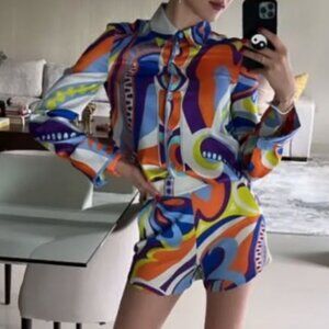 Zara Multi Print Short Pants and Shirt Top - Brand New!